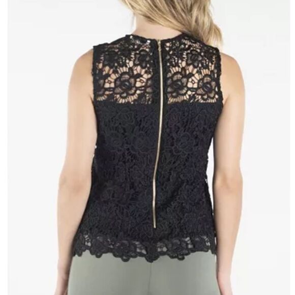 Nanette Lepore Sleeveless Lace Exposed Back Zipper Top Black Size Large - Picture 7 of 7